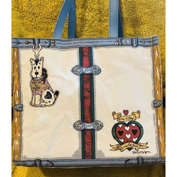 Brighton Hearts & Dogs In Love We Trust 2019 Canvas Tote Bag Beach travel resort - Picture 9 of 13